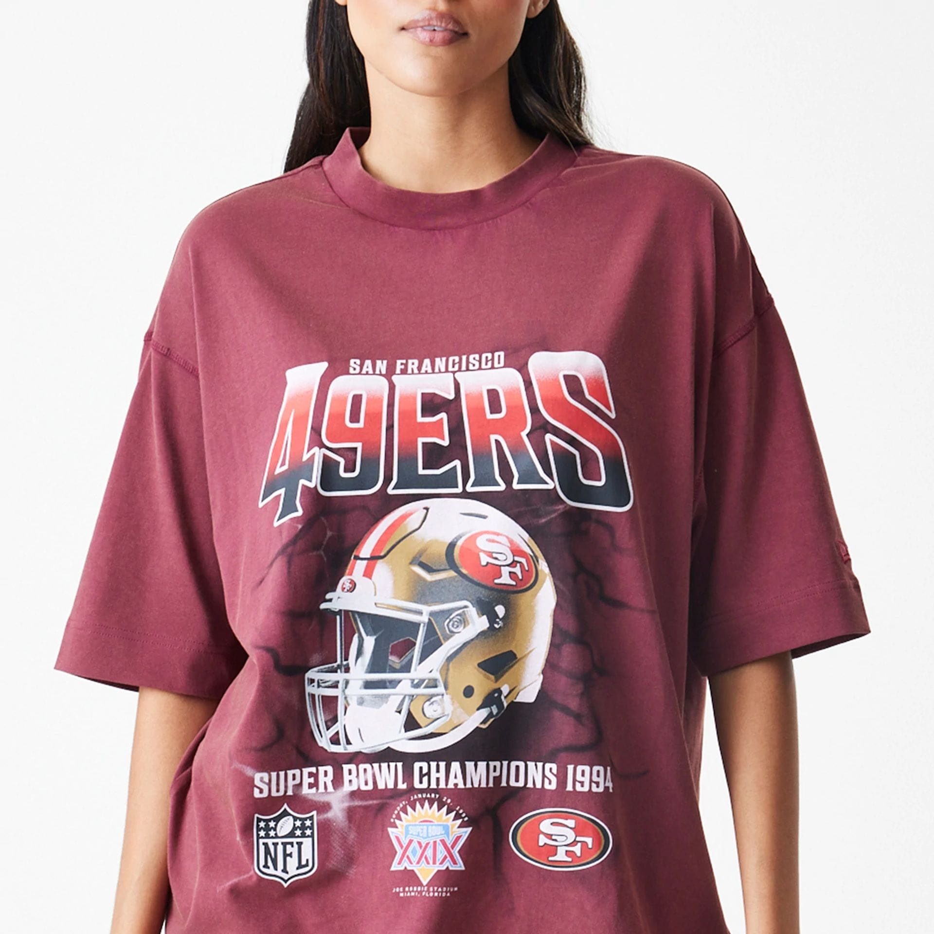 San Francisco 49ers NFL Washed Boxy Dark Red Oversized T-Shirt