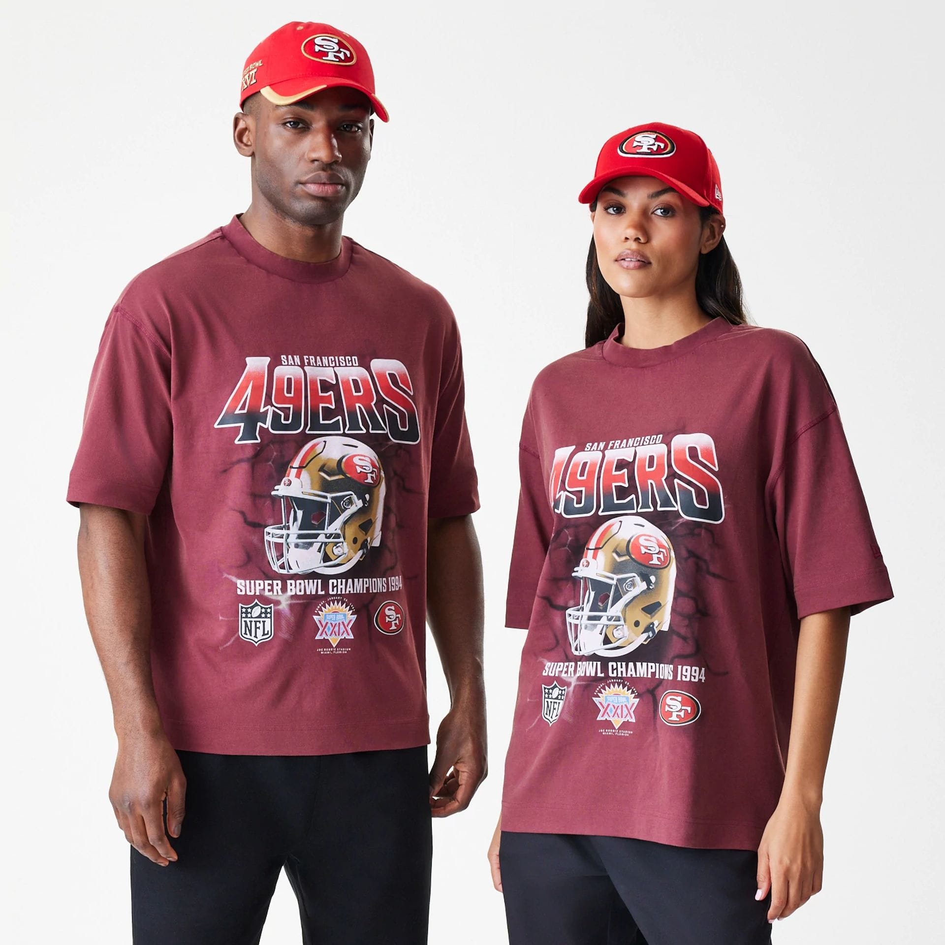 San Francisco 49ers NFL Washed Boxy Dark Red Oversized T-Shirt