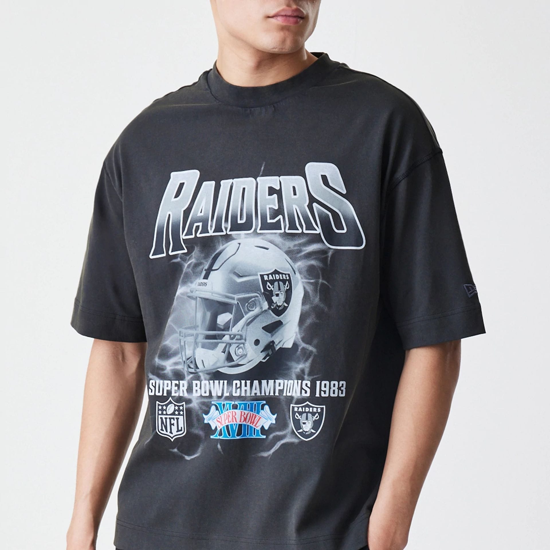 Las Vegas Raiders NFL Washed Boxy Dark Grey Oversized T-Shirt