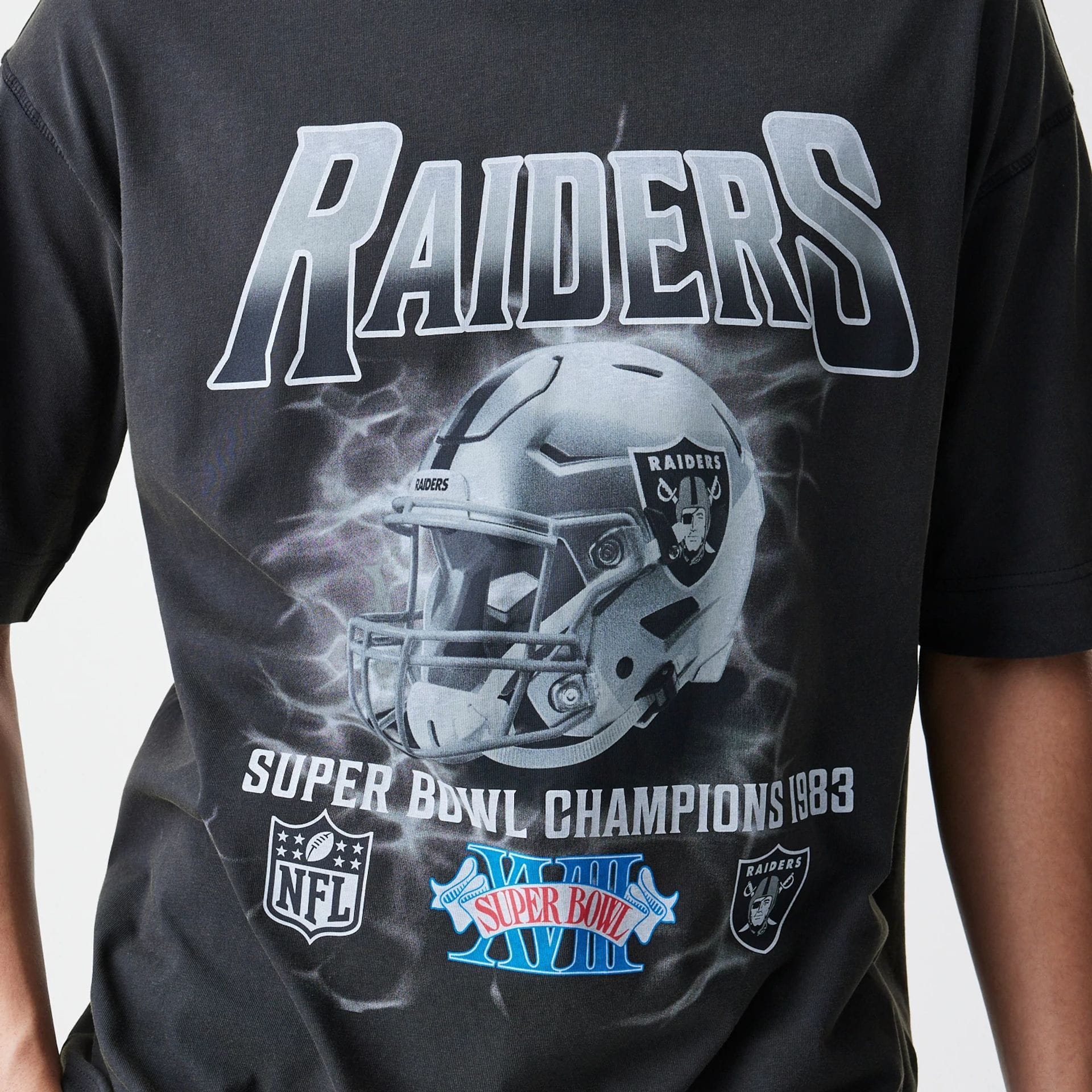 Las Vegas Raiders NFL Washed Boxy Dark Grey Oversized T-Shirt