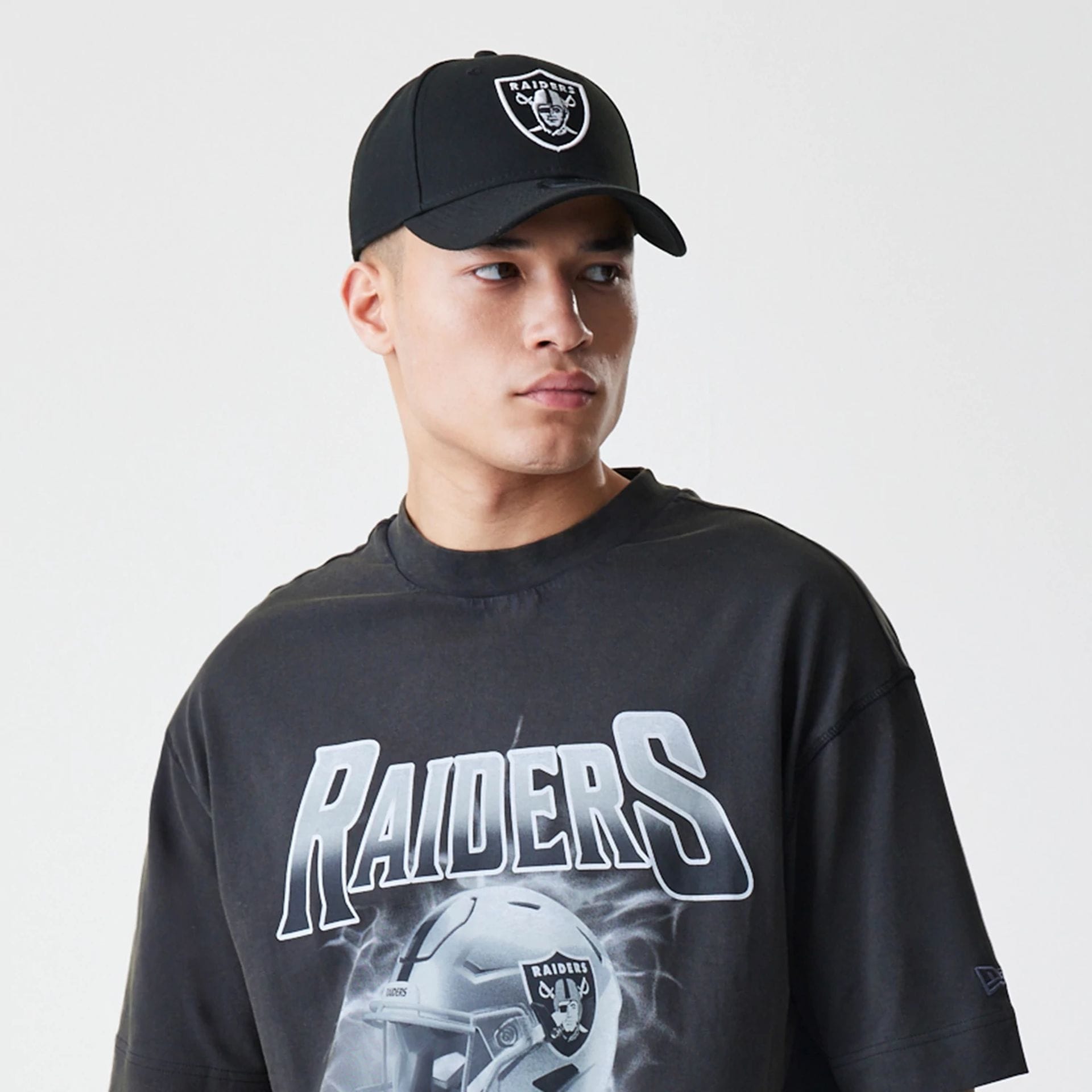 Las Vegas Raiders NFL Washed Boxy Dark Grey Oversized T-Shirt