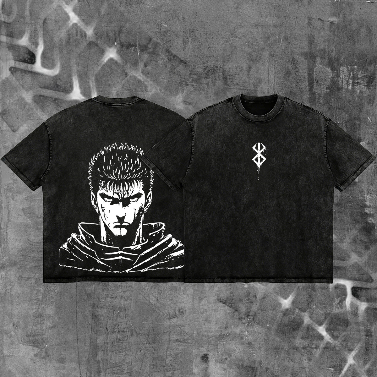 Berserk Anime Acid Washed Oversize T-shirt