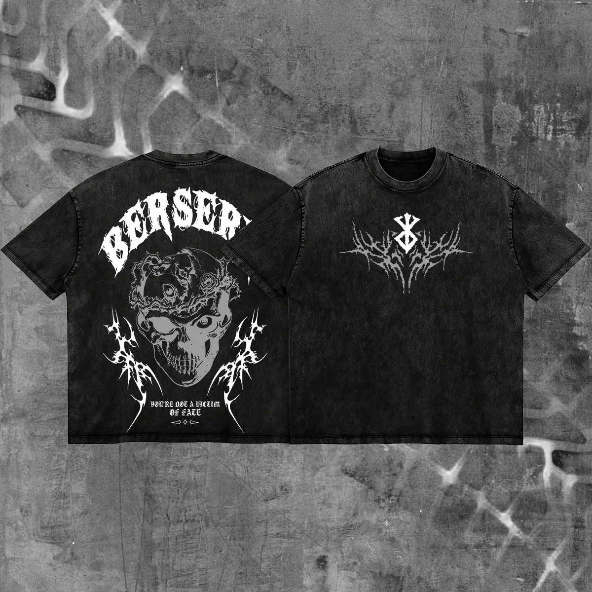 Berserk Skull Streetwear Tee Washed