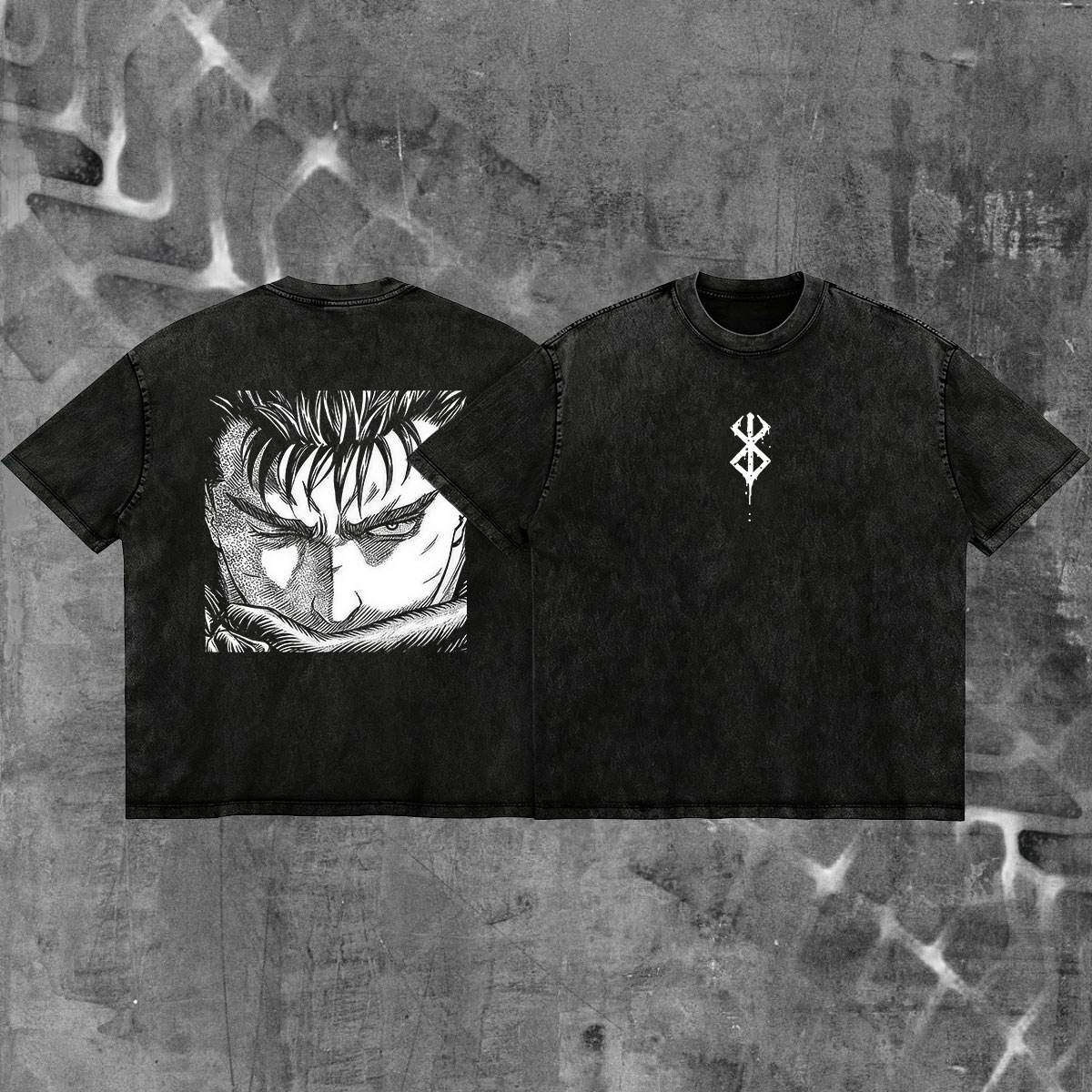 Berserk Anime Acid Washed Oversize T-shirt