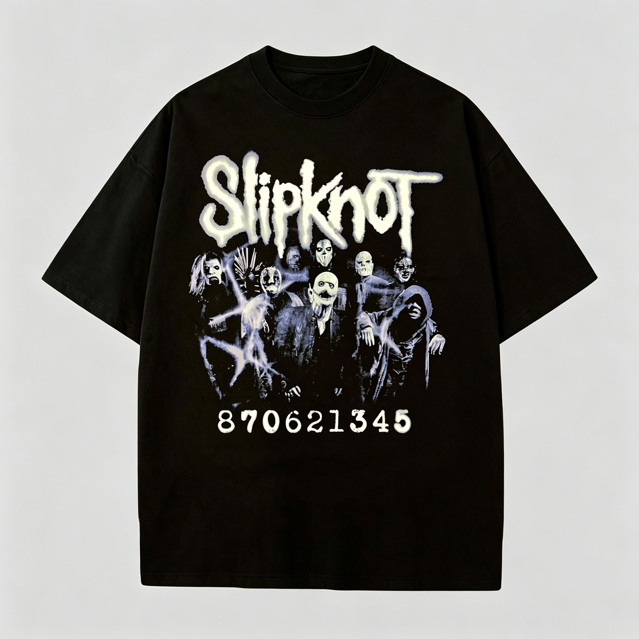 9 Mask Member Grunge Oversized Black Tee
