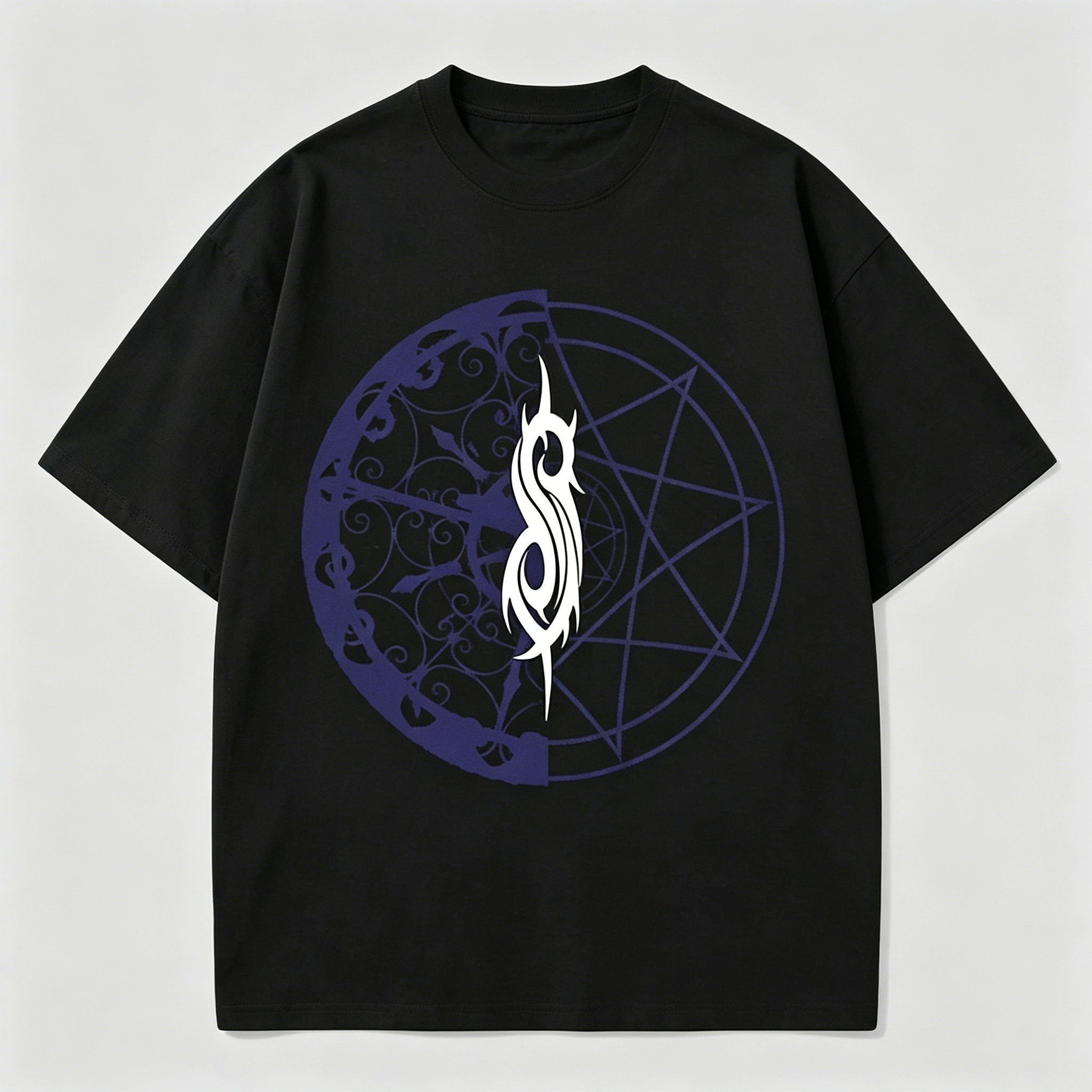 9 Mask Member Grunge Oversized Black Tee