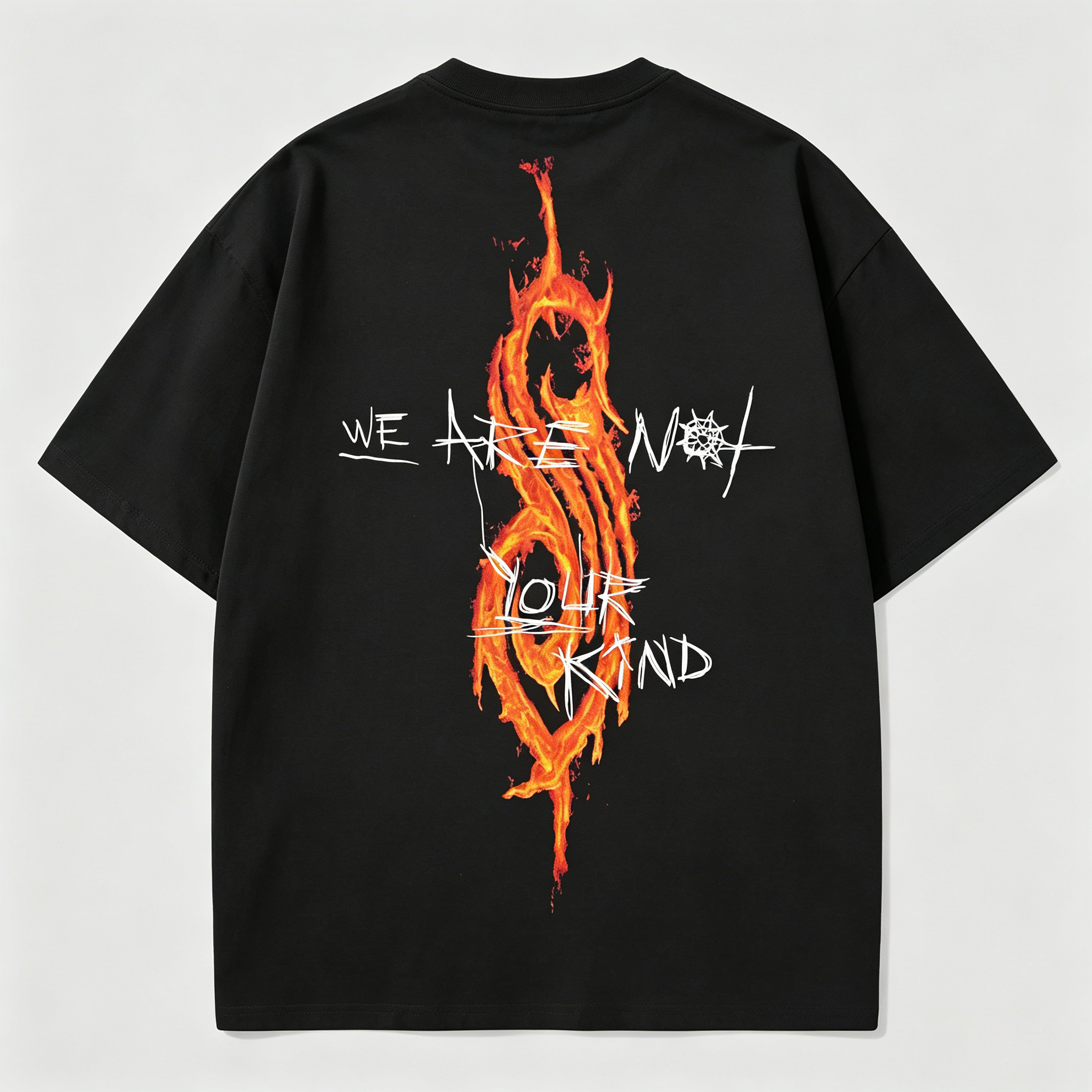Fire Band Portrait Slipknot Oversized Black Tee