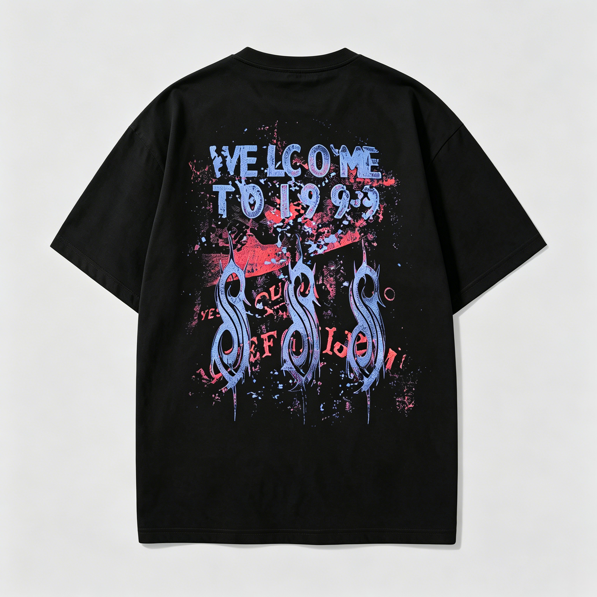 Group Horror Mask Barcode Oversized Nu Metal Black Tee