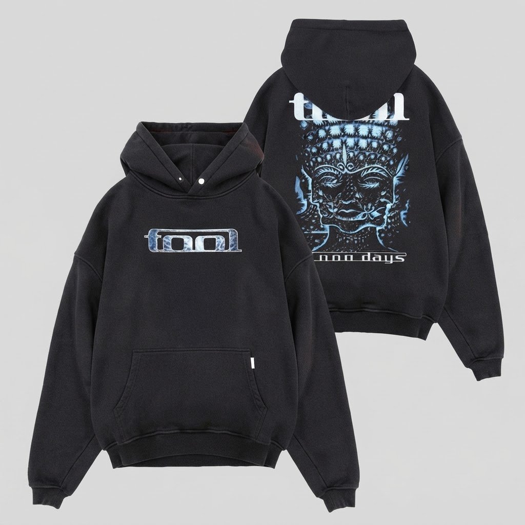 Cool Blue Mystic Face Graphic Oversized Hoodie