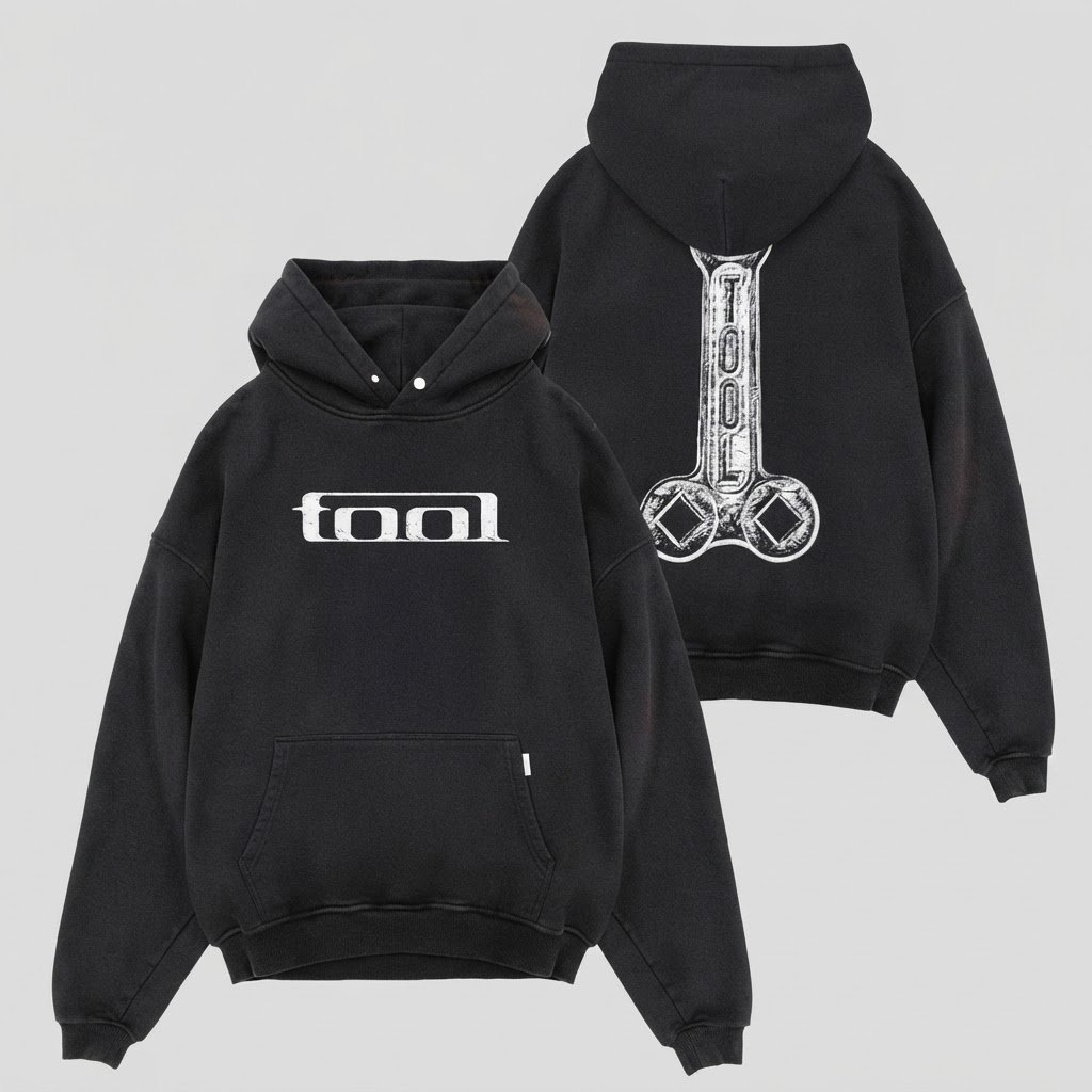 Distressed Wrench Graphic Oversized Hoodie