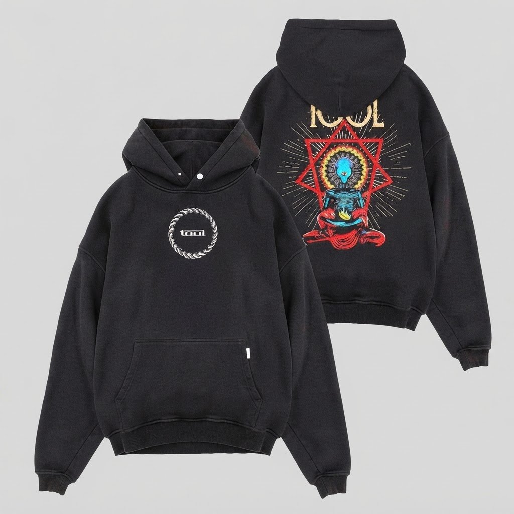 Minimal Front Logo Psychedelic Meditative Oversized Hoodie
