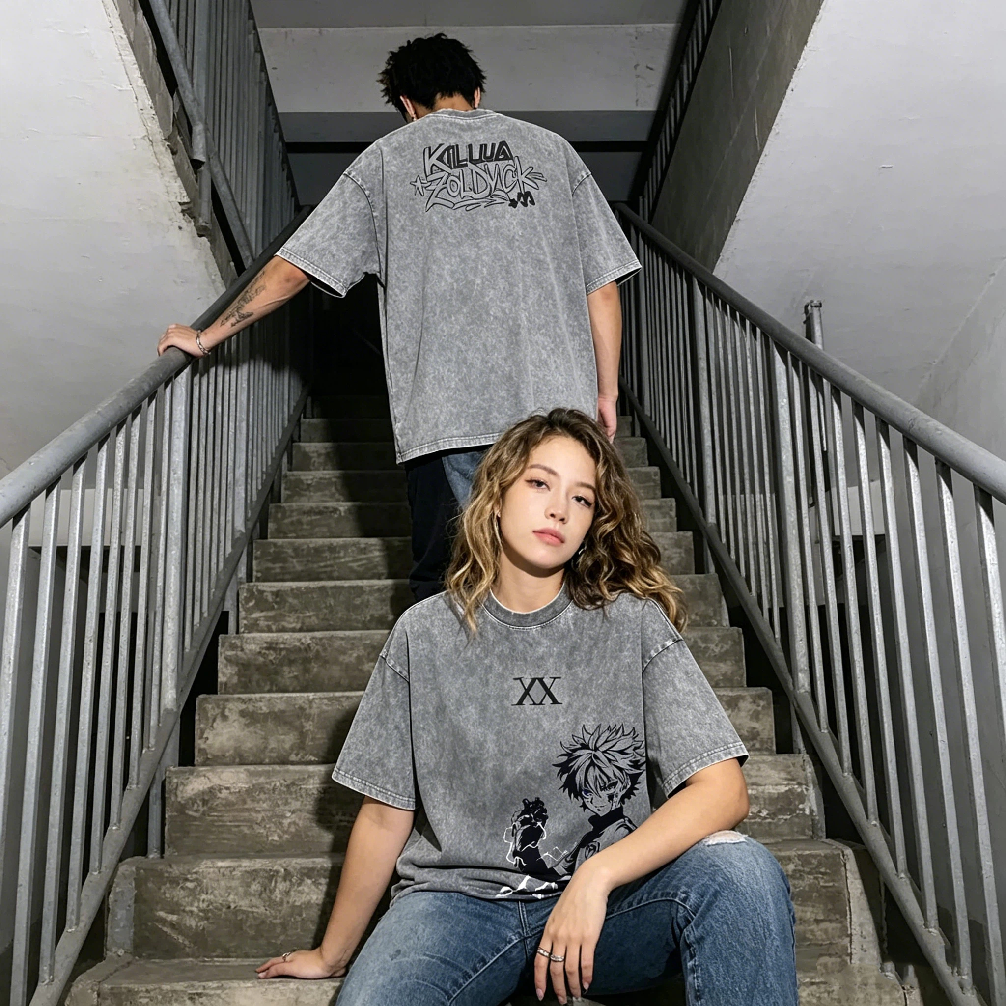 Lightning Killer Acid Wash Streetwear Tee