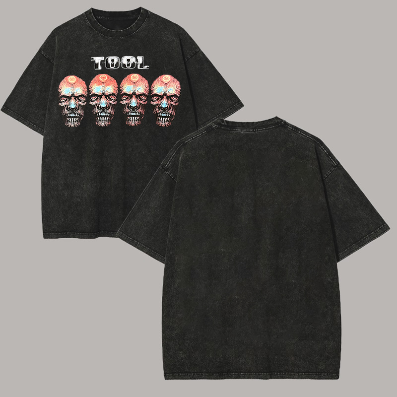Tool Band Four Gradient Zombie Skulls Oversized Metal Tee