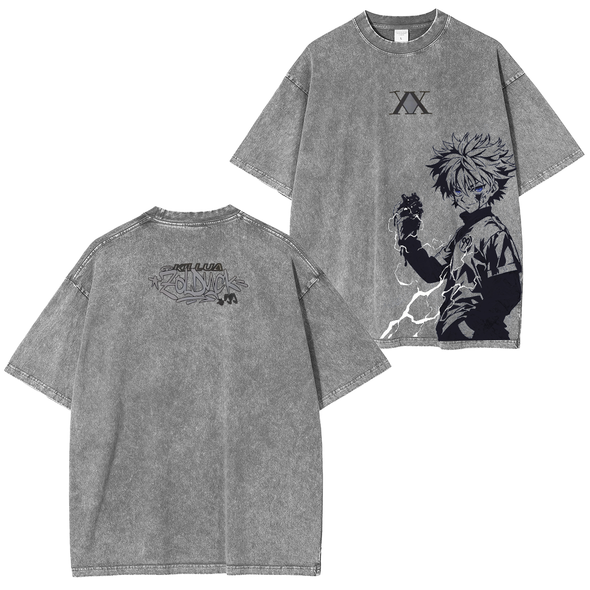 Lightning Killer Acid Wash Streetwear Tee