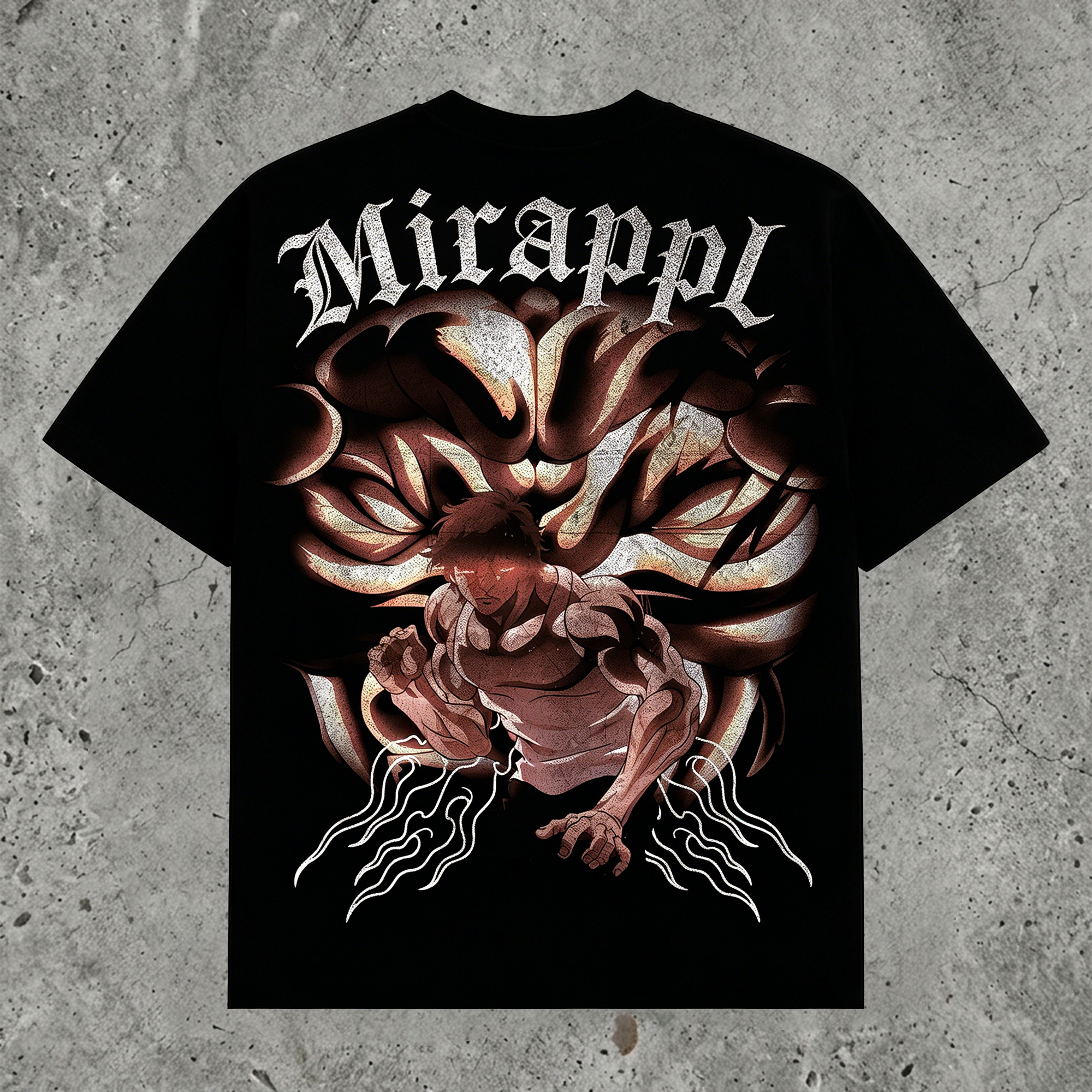 Brutal Strength Fighter Manga Back Print Pure Cotton Washed Oversized Tee
