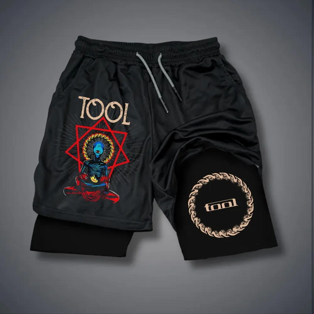 Meditative Alien Skeleton Double Layer Metal Shorts