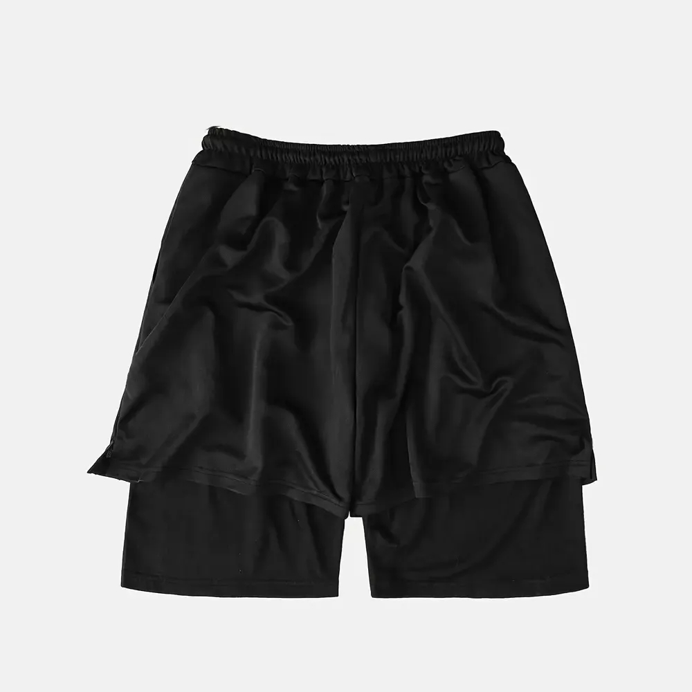 Red Crucifix Figure Double Layer Metal Shorts