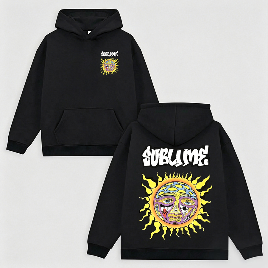 Big Psychedelic Sun Black Hoodie
