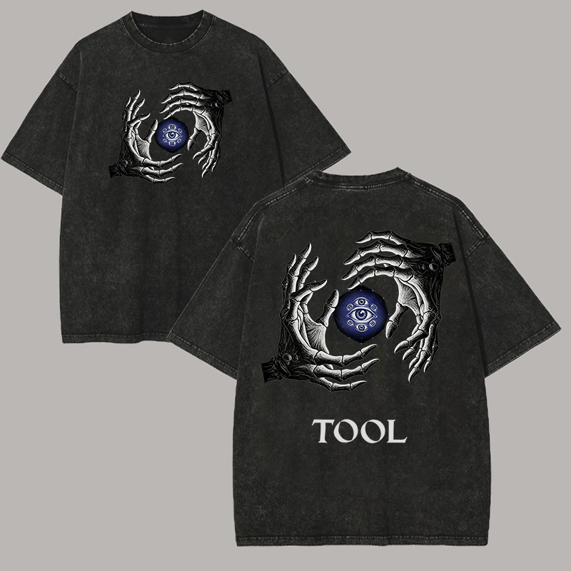 Skeletal Hands All-Seeing Eye Oversized Metal Tee