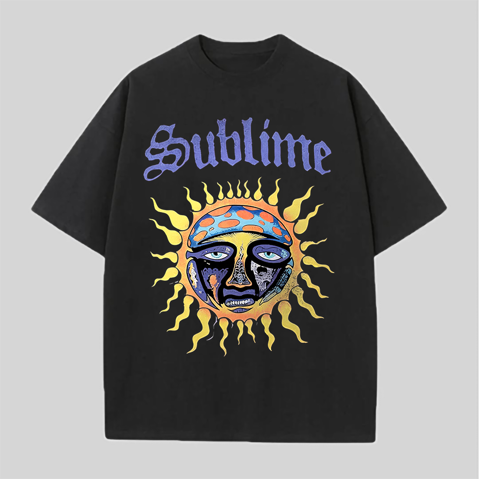 Sublime Classic Psychedelic Sun Face Black Tee