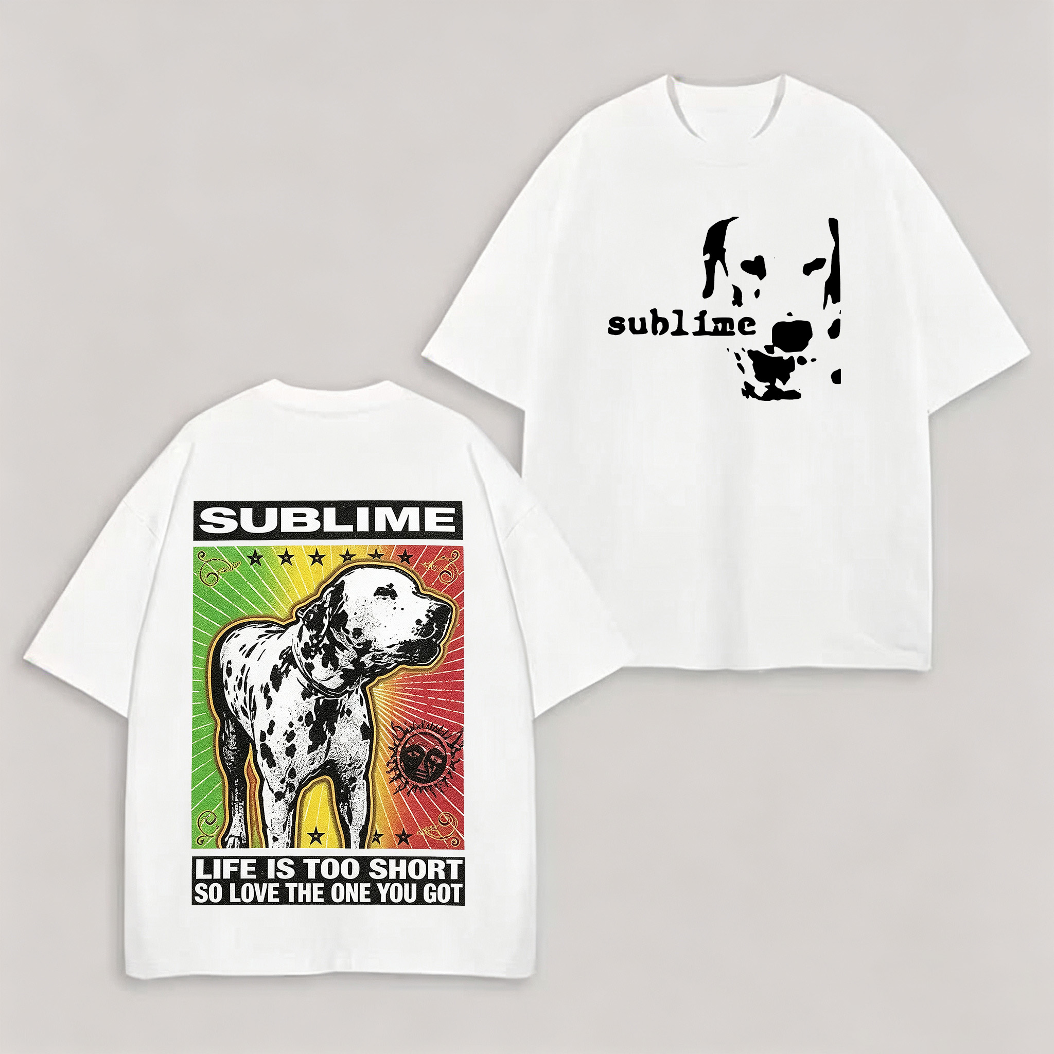 Sublime Dalmatian Slogan Double-Sided White Tee