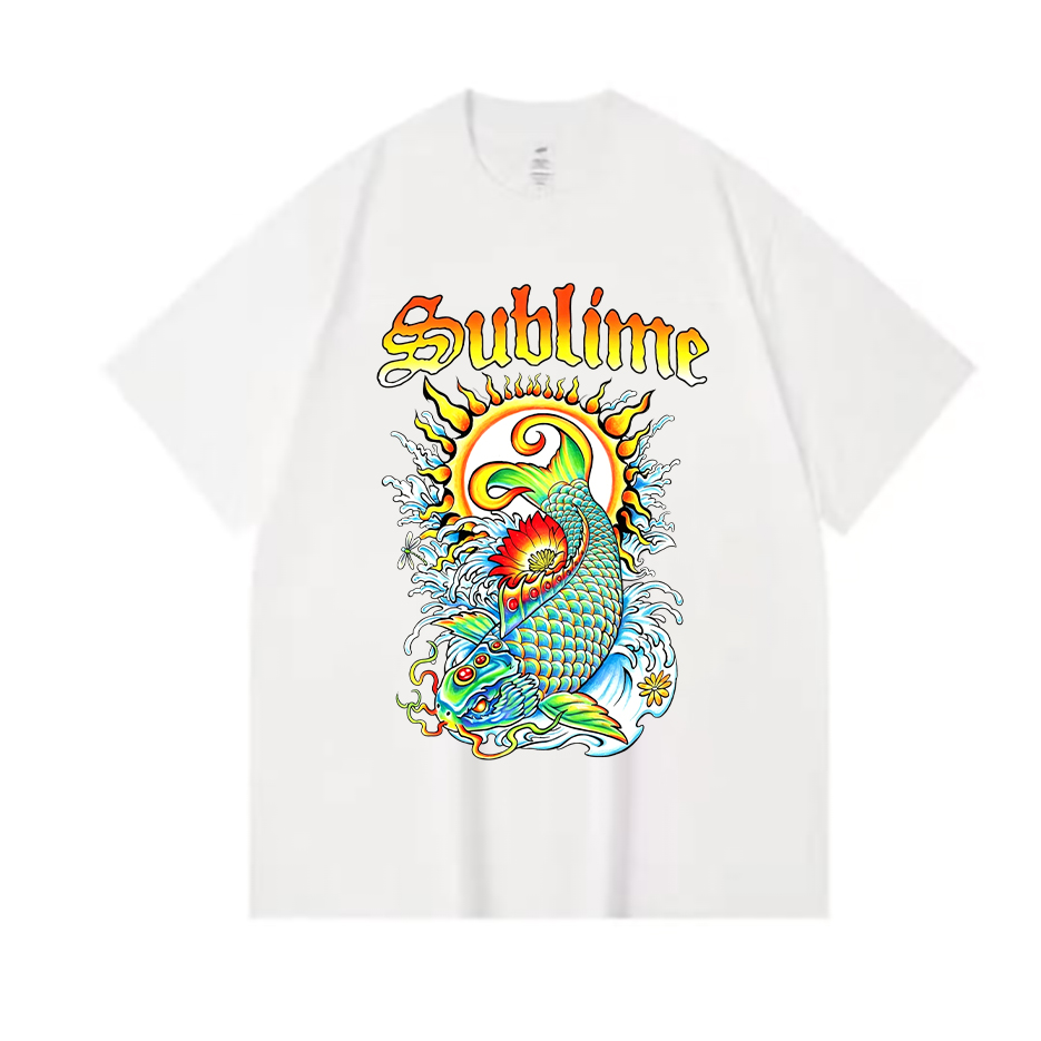 Colorful Traditional Koi Oversized Reggae Rock Tee