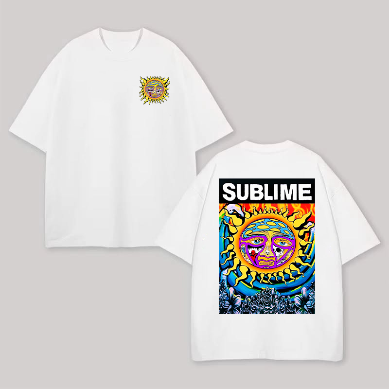 Shoulder Tiny Sun Logo Bold Back Art Oversized Tee