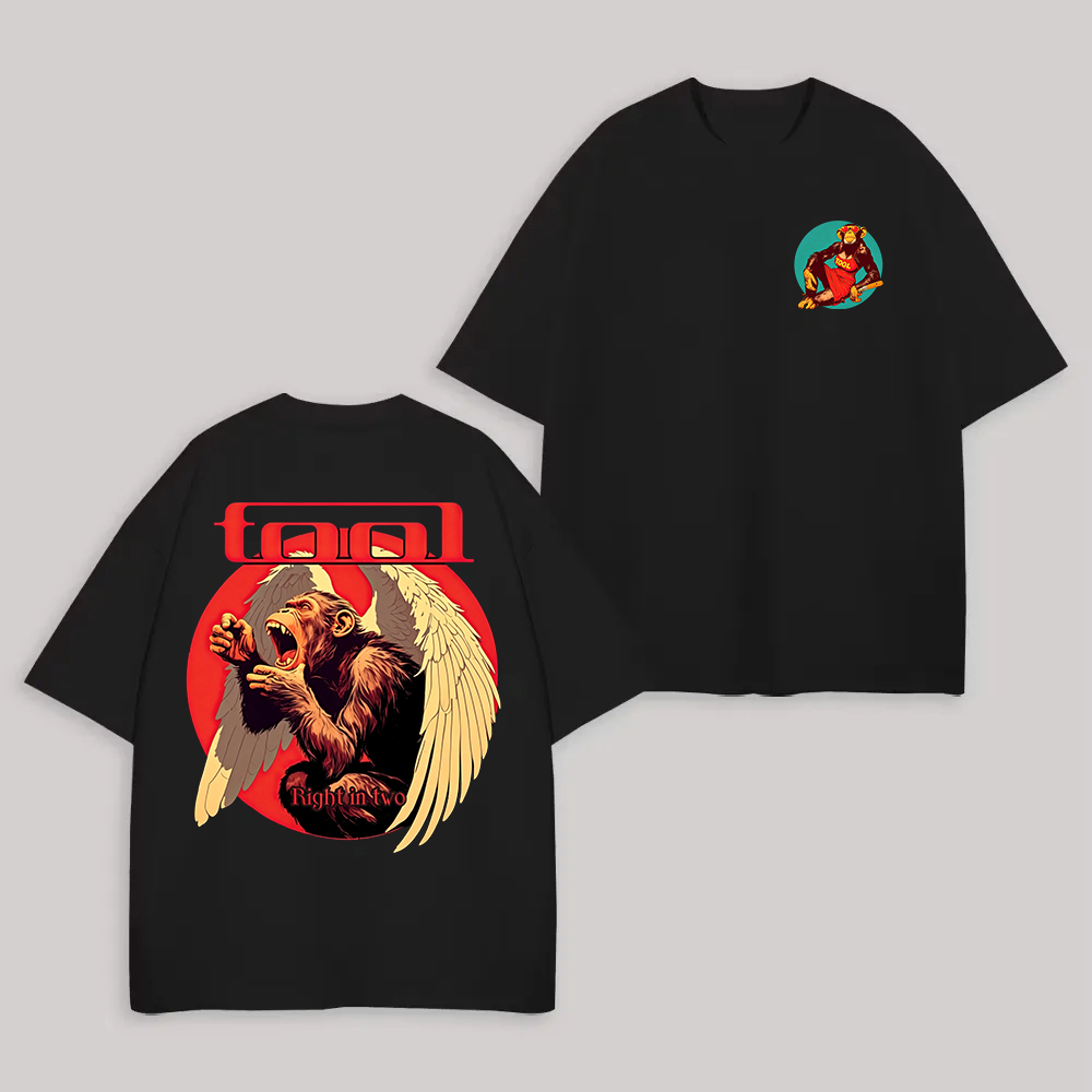 Retro Winged Ape Tool Album Art Progressive Metal Streetwear Tee