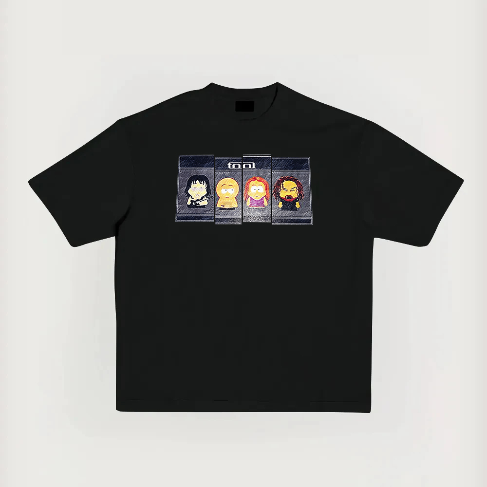 Funny Cartoon Tool Band Oversized Vintage Rock Tee