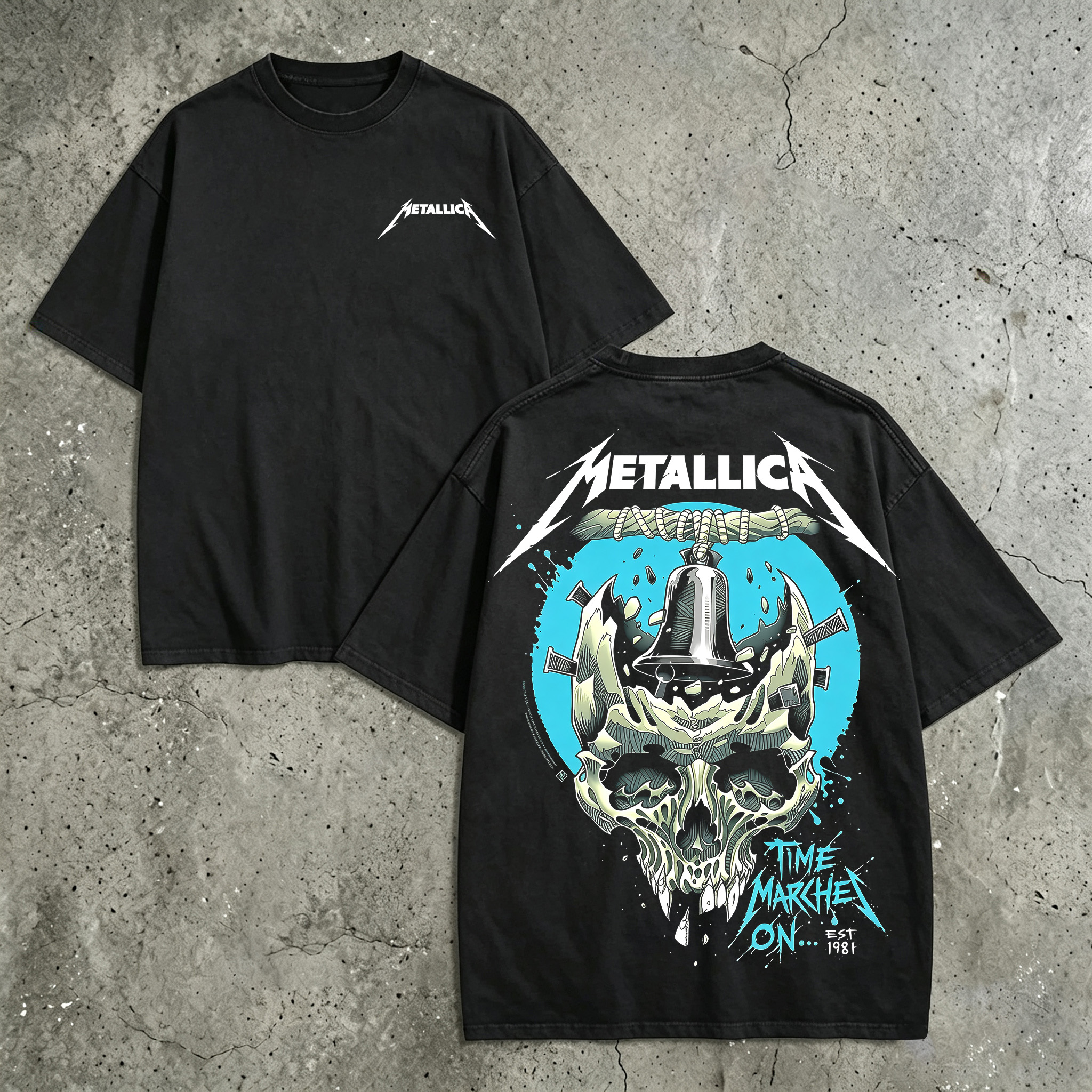 Metallica Time Marches On Bell Skull Tee