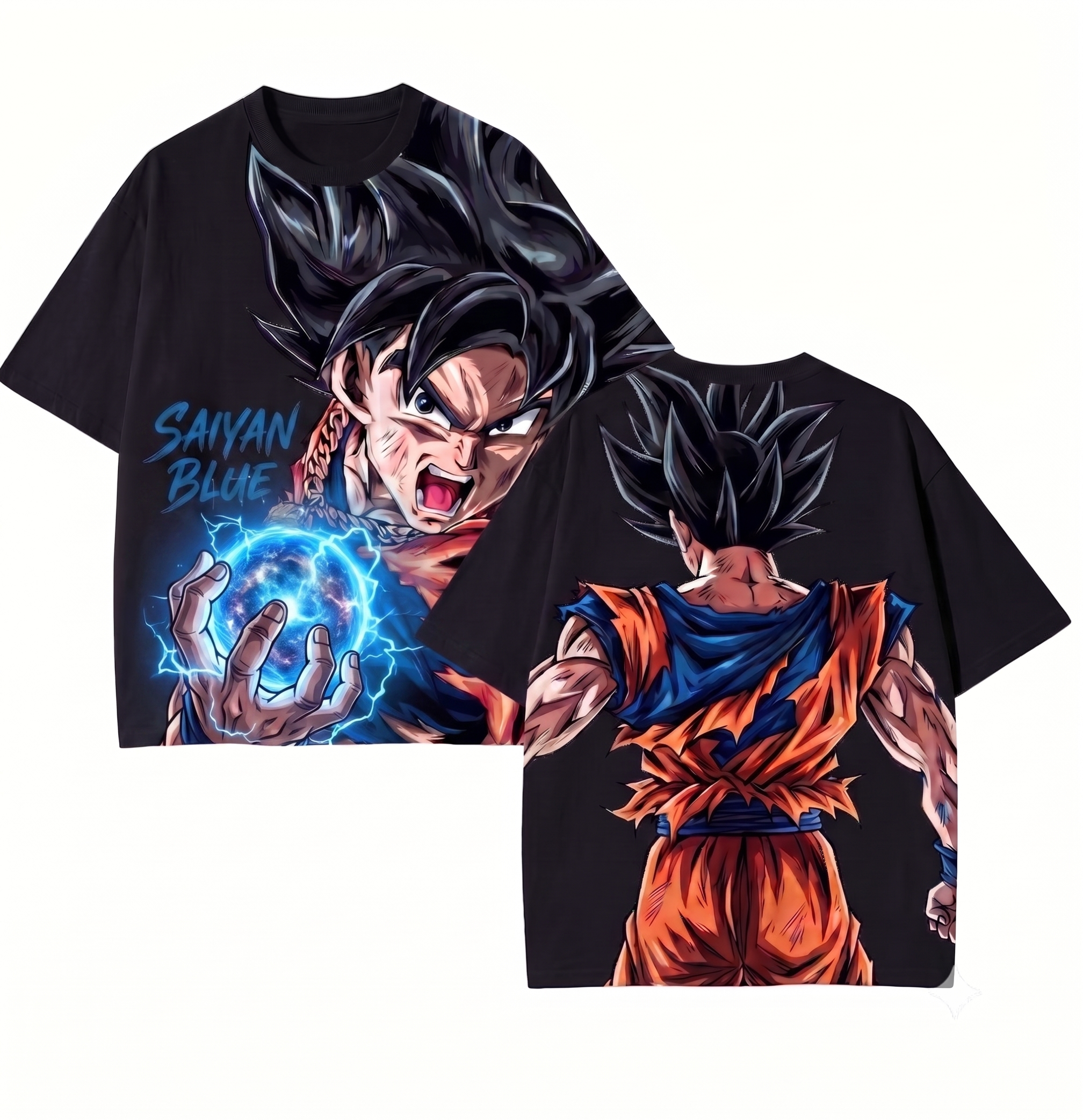 Dragon Ball Goku SSB "Saiyan Blue" Energy Graphic White Tee