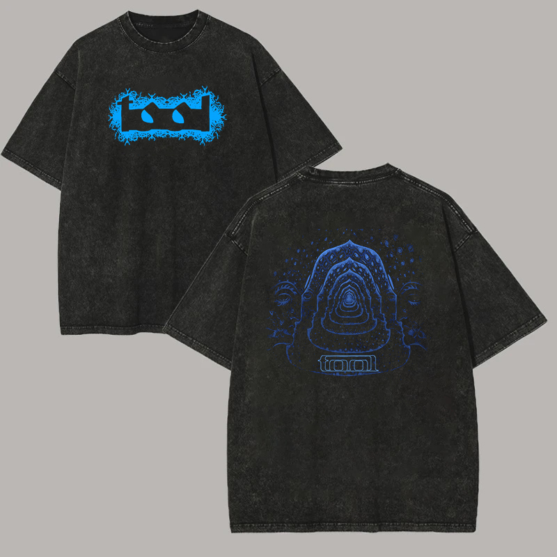 Blue Tunnel Tool Logo Double Sided Acid Wash Tee