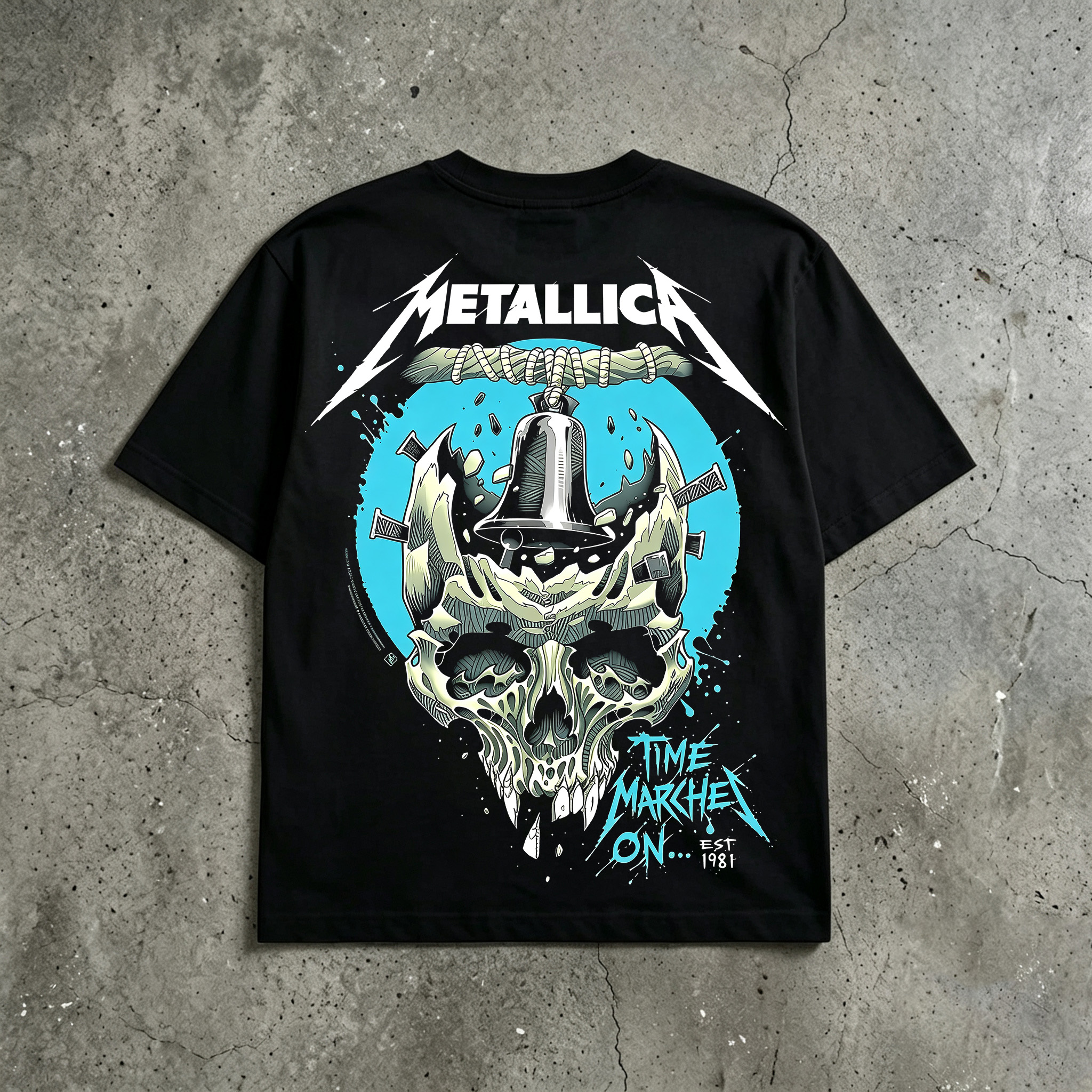 Metallica Time Marches On Bell Skull Tee
