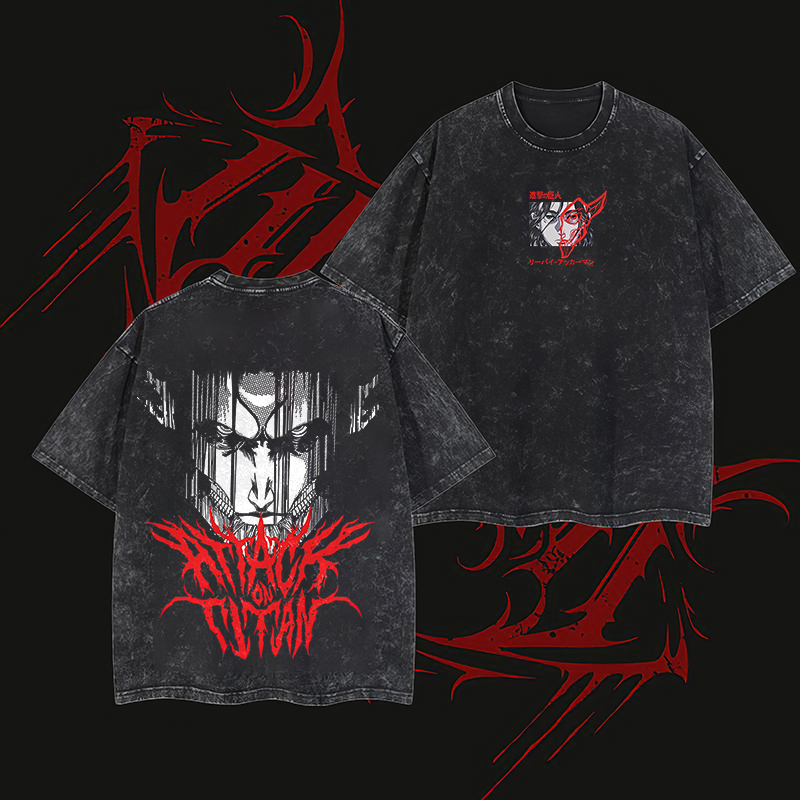 Attack On Titan Dual Print Vintage Washed T-Shirt