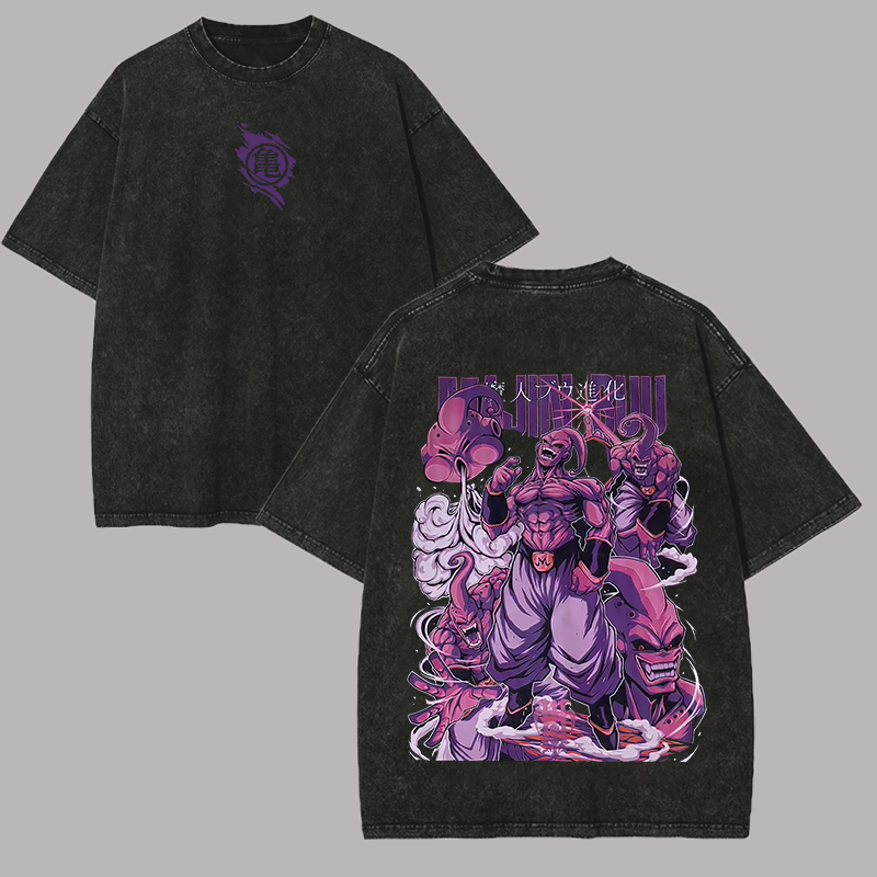 Majin Buu All Forms Evolution Oversized Vintage Washed Tee