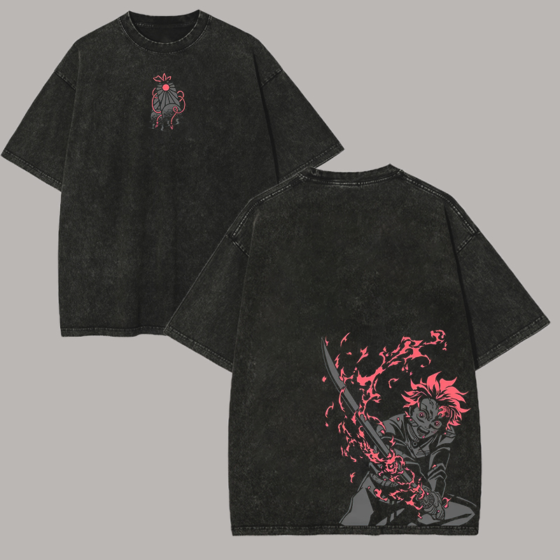 Demon Slayer Evil Tanjiro Vintage Washed Tee