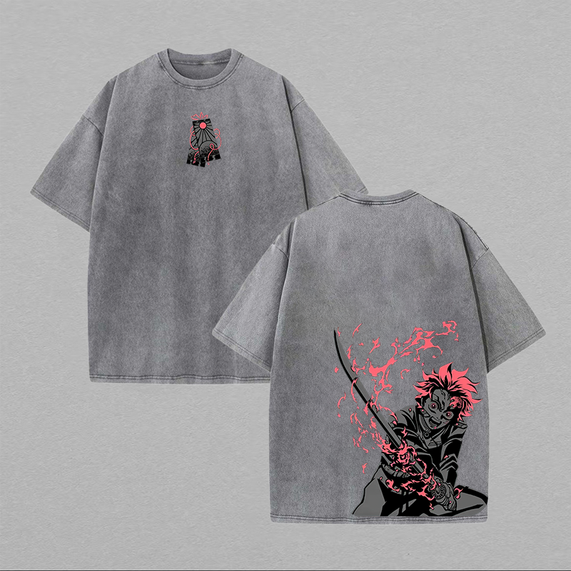 Demon Slayer Evil Tanjiro Vintage Washed Tee