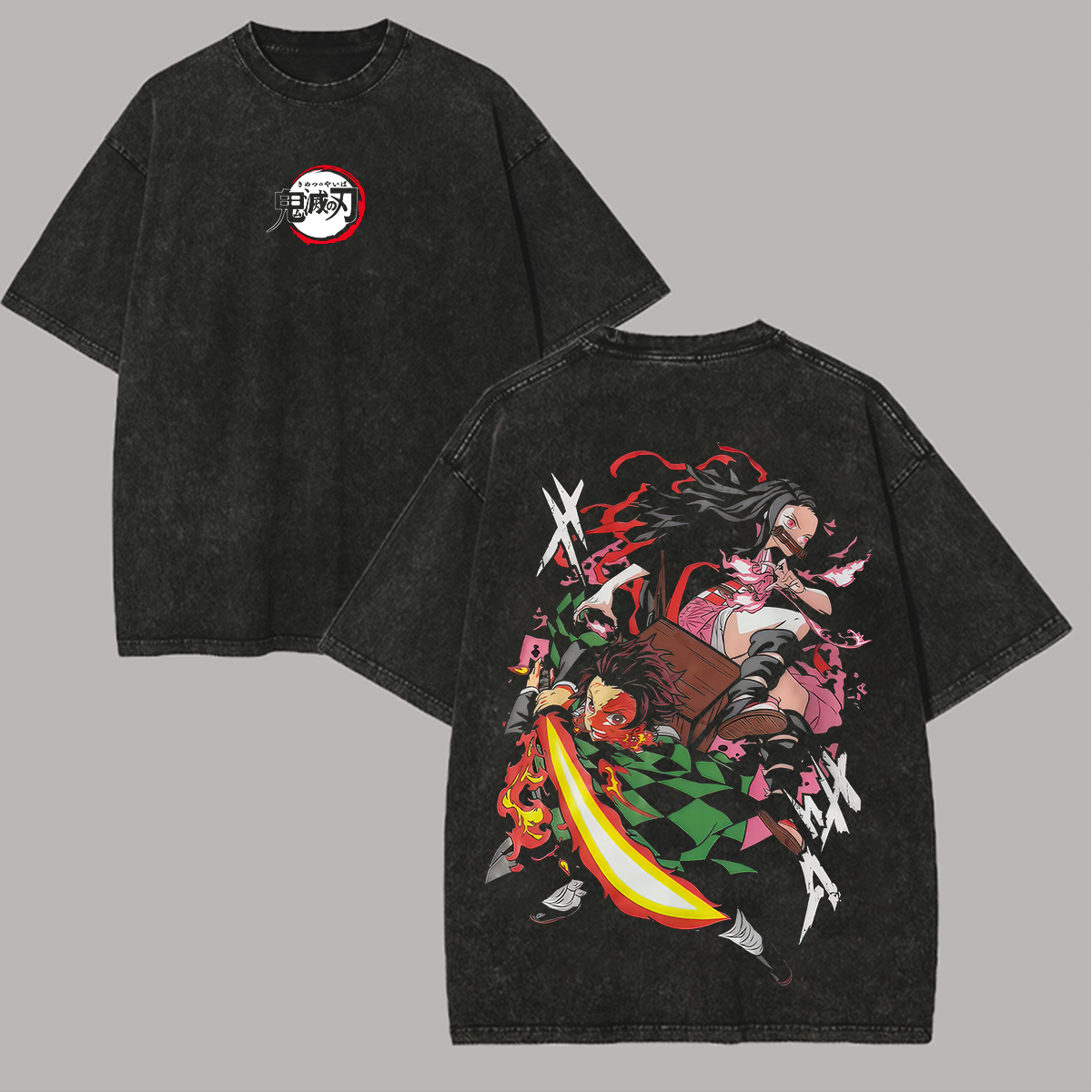 Demon Slayer Tanjiro Nezuko Vintage Washed Tee
