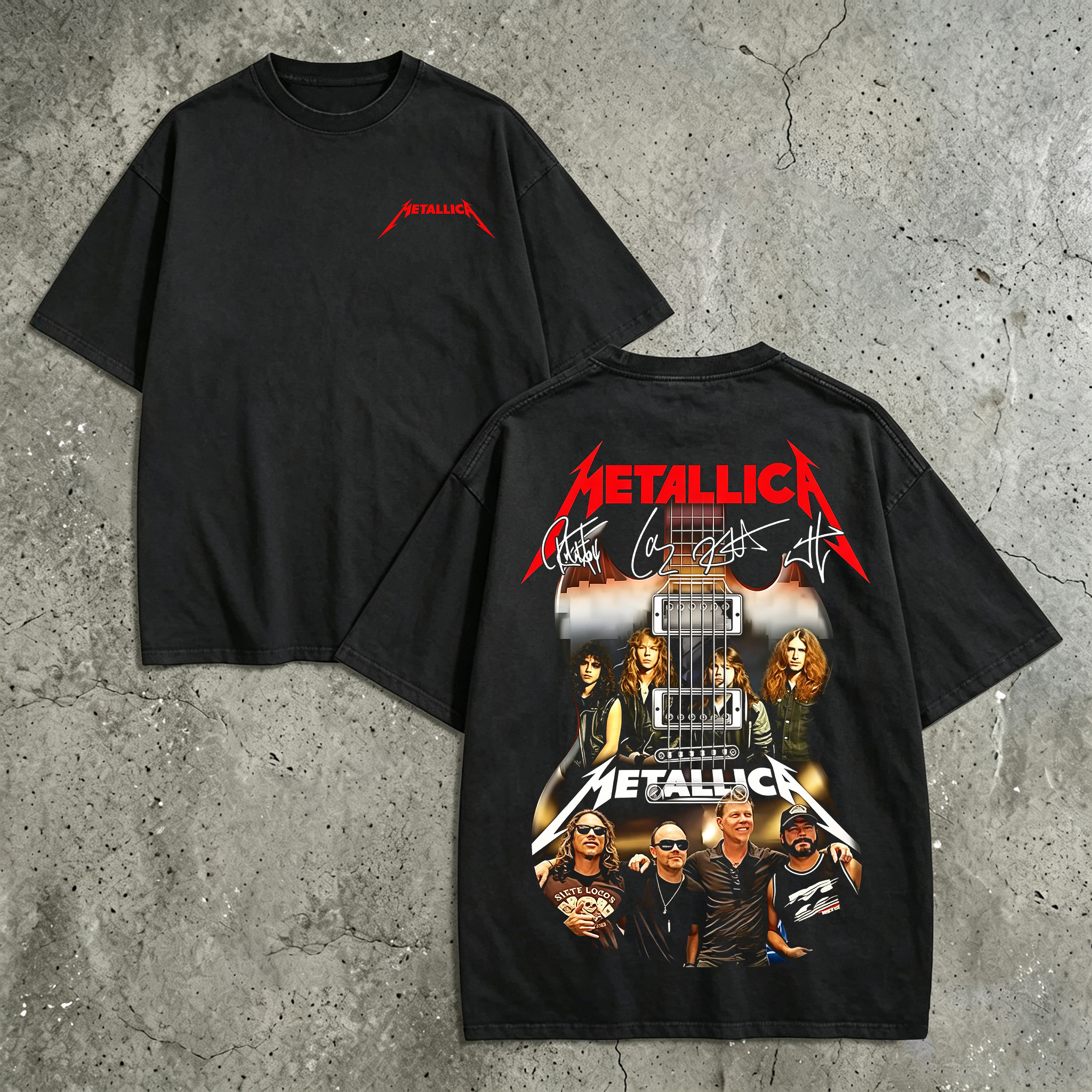 Metallica Band Portrait Signature Guitar Tee