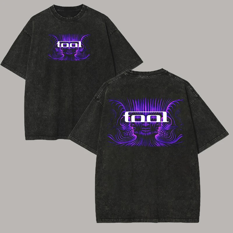 Neon Purple Trippy Skull Oversized Vintage Rock Tee