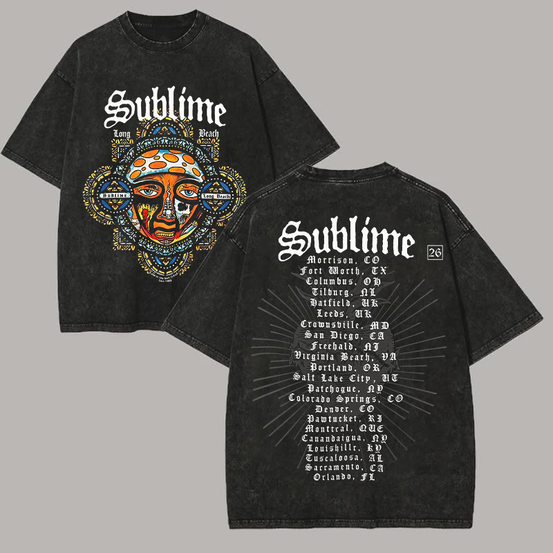 Psychedelic Face Tour List Oversized Reggae Tee