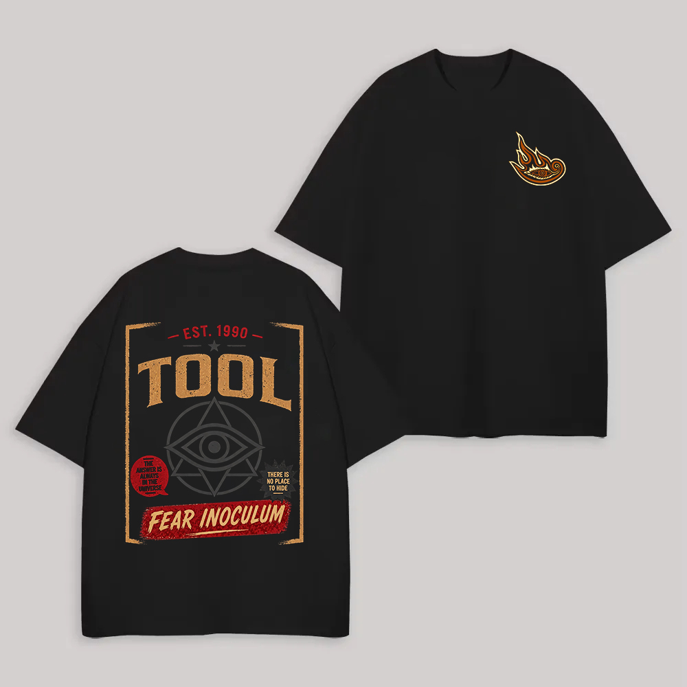 Mini Flame Chest Print EST.1990 Tool Album Graphic Cotton Tee