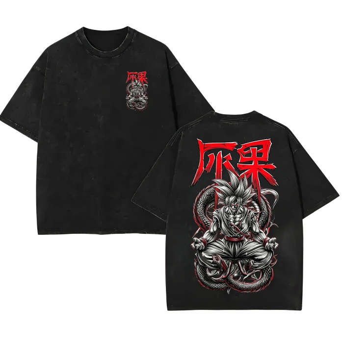 Dragon Ball Goku Shenron Grunge Dragon Washed Oversized Tee