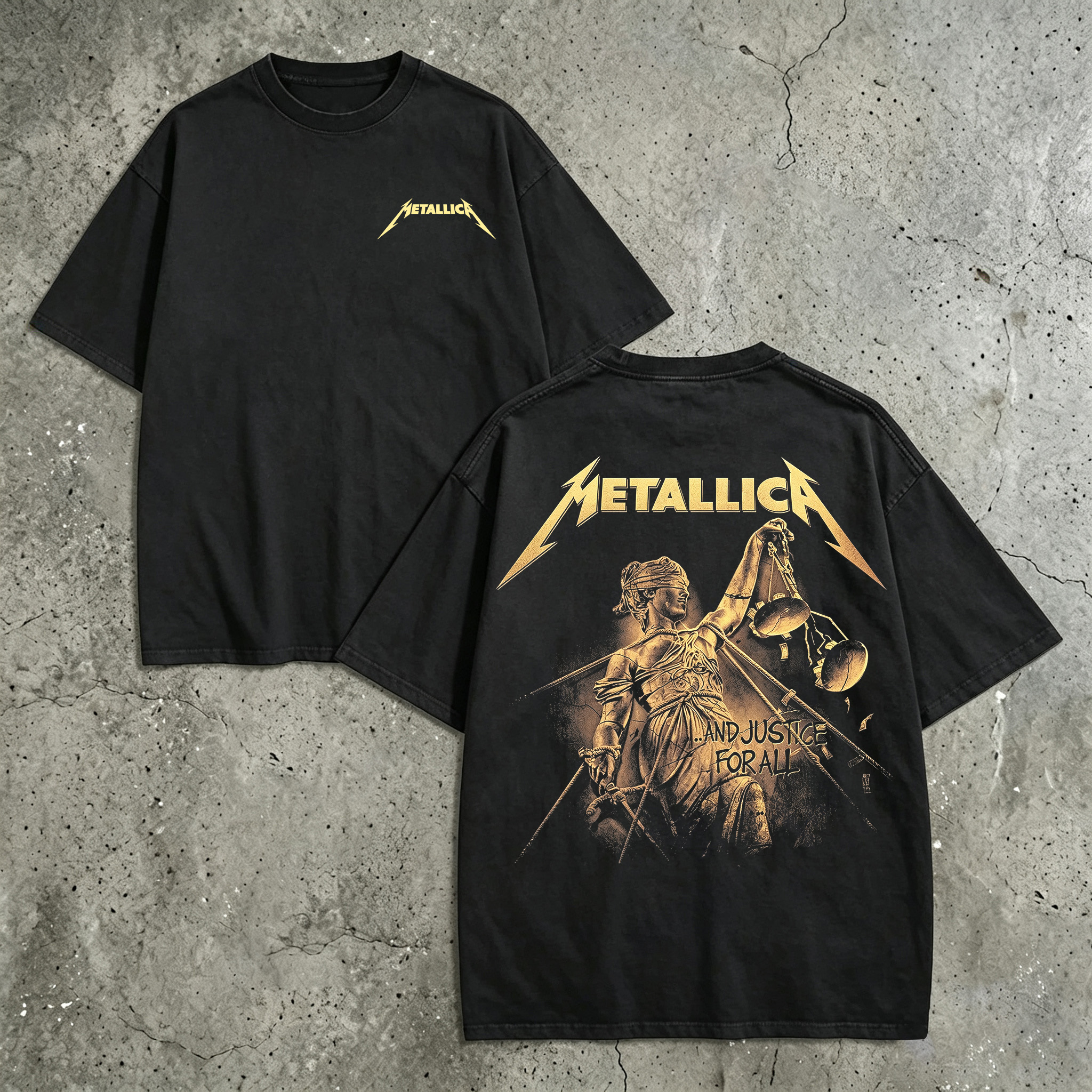 Metallica And Justice For All Golden Lady Justice Tee