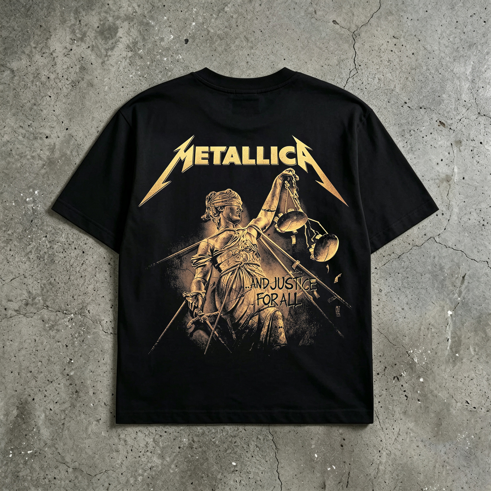 Metallica And Justice For All Golden Lady Justice Tee