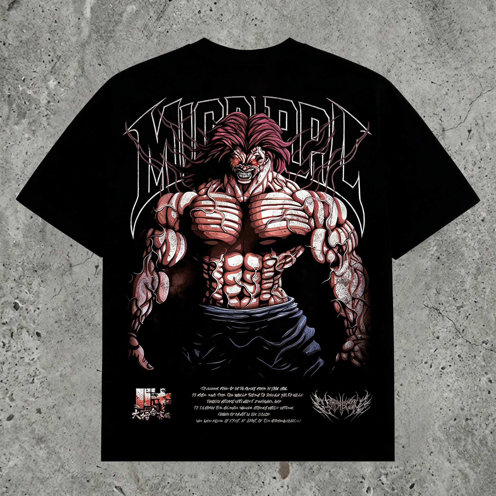Brutal Strength Fighter Manga Back Print Pure Cotton  Oversized Tee