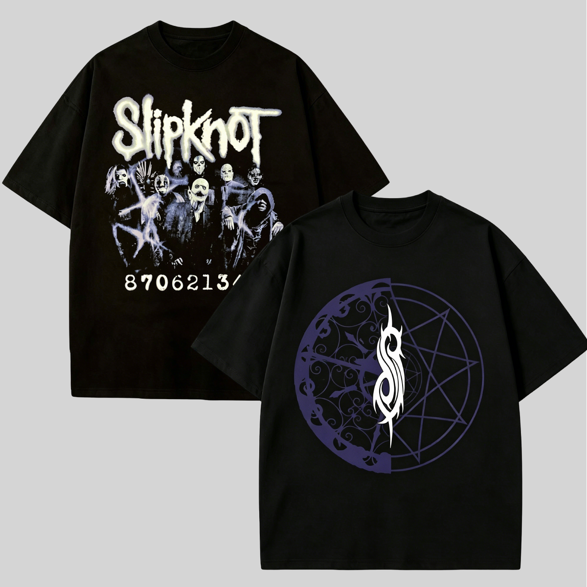 9 Mask Member Grunge Oversized Black Tee