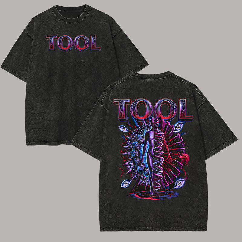 Psychedelic Spiral Skeleton Humanoid Oversized Metal Tee