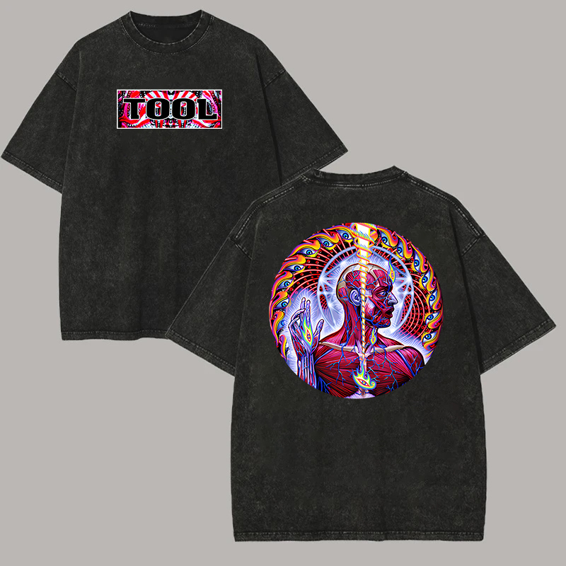 Gradient Font Tool Skeleton Double Sided Washed Tee