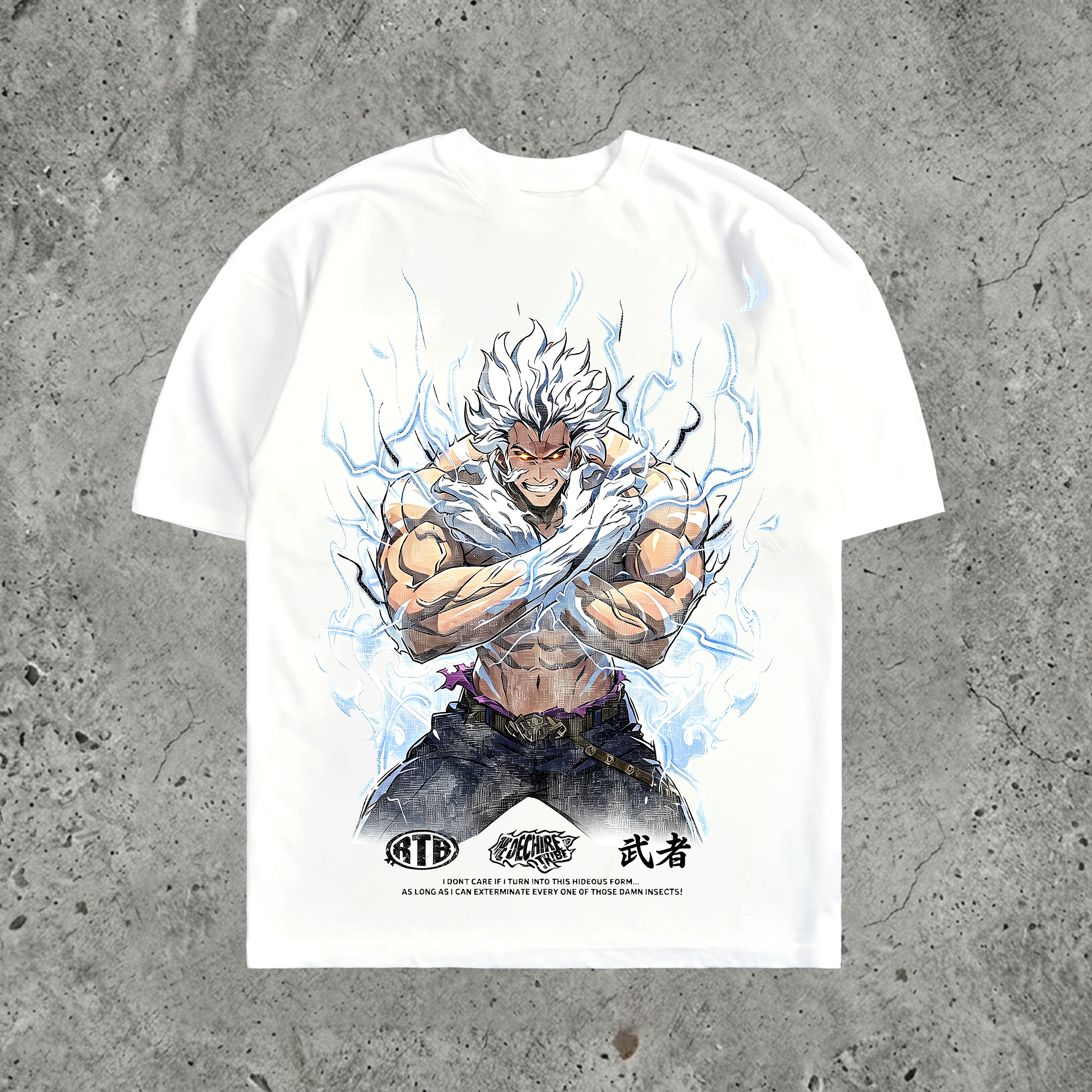Brutal Strength Fighter Manga Back Print Pure Cotton  Oversized Tee